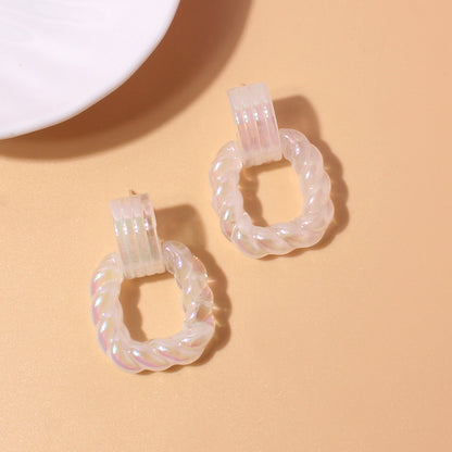 1 Pair British Style Heart Shape Frill Plastic/resin Earrings