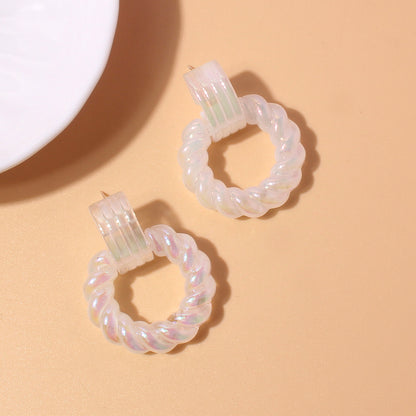 1 Pair British Style Heart Shape Frill Plastic/resin Earrings