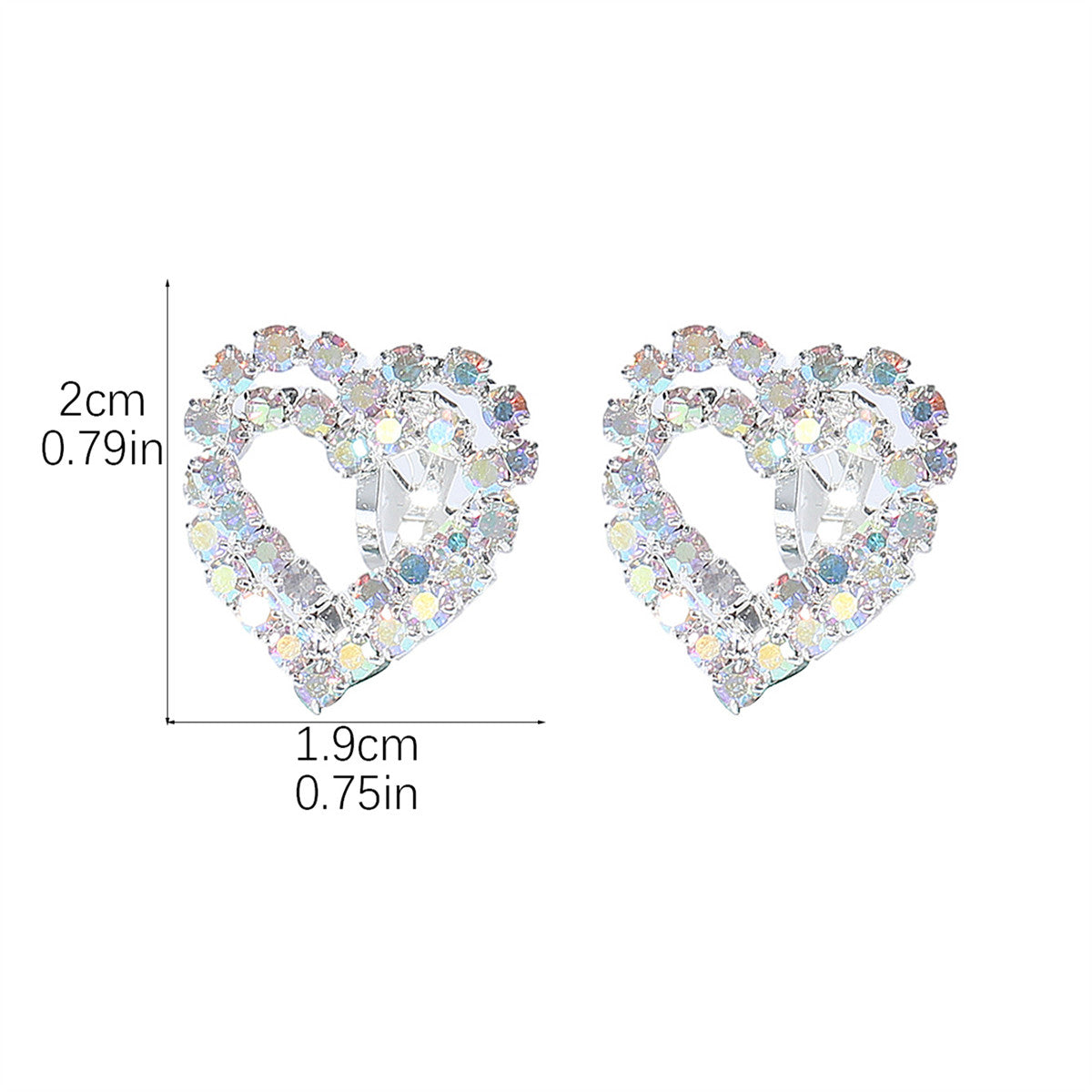 1 Pair Sweet Heart Shape Plating Inlay Alloy Rhinestones Silver Plated Ear Studs