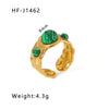 Basic Vintage Style Round Stainless Steel Plating Inlay Natural Stone 18k Gold Plated Open Rings