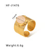 Basic Vintage Style Round Stainless Steel Plating Inlay Natural Stone 18k Gold Plated Open Rings