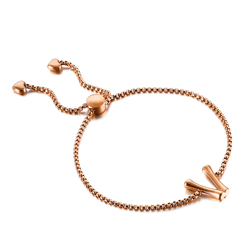 Casual Simple Style Letter Heart Shape Stainless Steel 18k Gold Plated Bracelets In Bulk