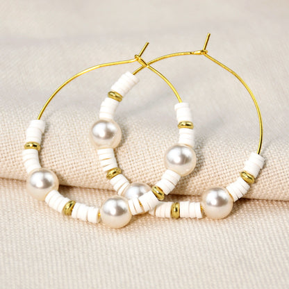 1 Pair Simple Style Round Plating Stainless Steel Artificial Pearl Soft Clay Gold Plated Earrings