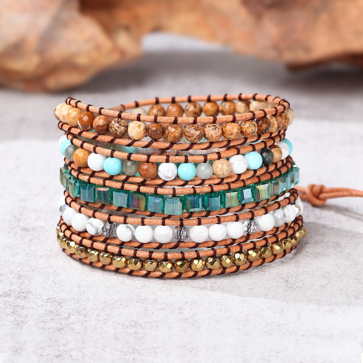 Elegant Luxurious Ethnic Style Marble Crack Natural Stone Stone Ore Bracelets