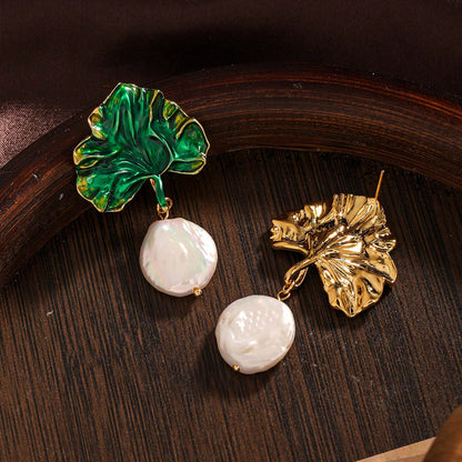 1 Pair Baroque Style Simple Style Irregular Leaf Copper Drop Earrings