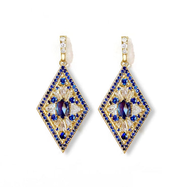 1 Pair Simple Style Rhombus Inlay Alloy Rhinestones Glass Gold Plated Drop Earrings