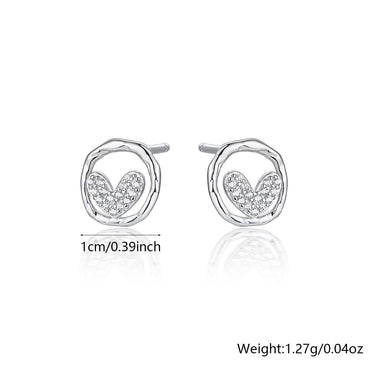 1 Pair Elegant Sweet Star Moon Heart Shape Inlay Sterling Silver Zircon White Gold Plated Drop Earrings Ear Studs