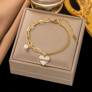 Simple Style Heart Shape Titanium Steel 18k Gold Plated Bracelets In Bulk