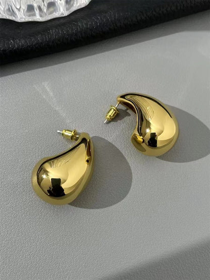 1 Pair Simple Style Water Droplets Plating Metal 18k Gold Plated Ear Studs