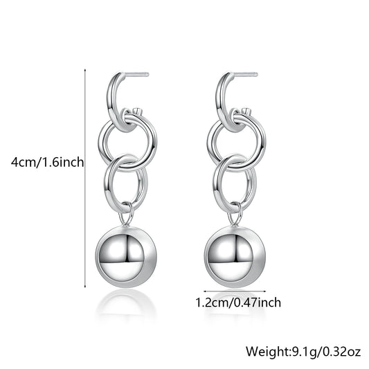 1 Pair Elegant Simple Style Geometric Sterling Silver White Gold Plated Drop Earrings