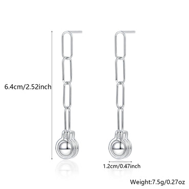 1 Pair Elegant Simple Style Geometric Sterling Silver White Gold Plated Drop Earrings