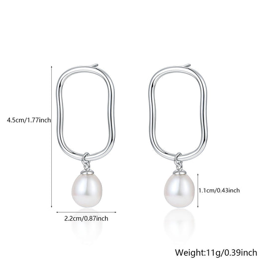 1 Pair Elegant Simple Style Pearl Sterling Silver White Gold Plated Drop Earrings