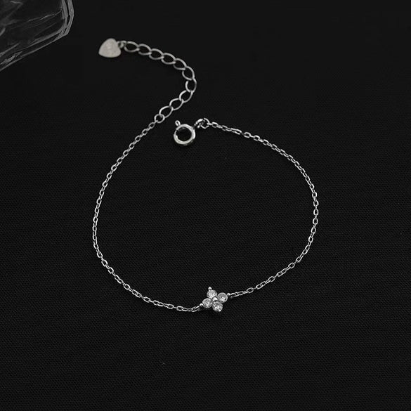 Elegant Leaf Sterling Silver Plating Inlay Zircon 14k Gold Plated Bracelets