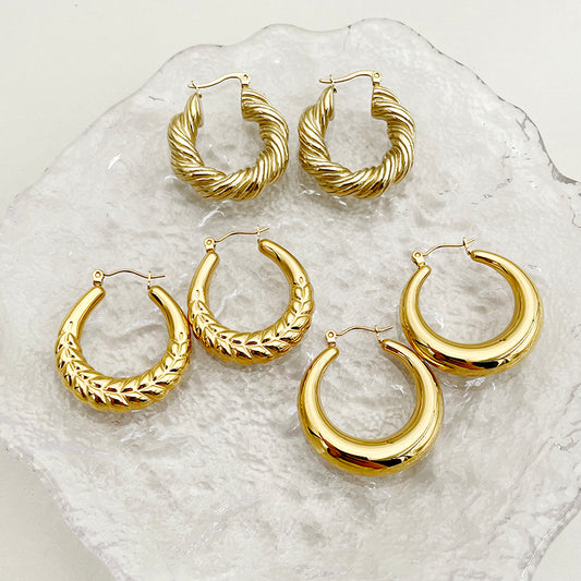 1 Pair Modern Style Streetwear U Shape Plating Stainless Steel Gold Plated Earrings