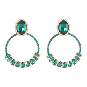 1 Pair Elegant Vintage Style Oval Water Droplets Inlay Alloy Rhinestones Drop Earrings