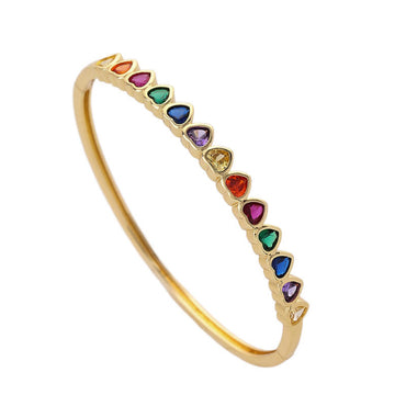 Commute Heart Shape Copper Plating Inlay Zircon 14k Gold Plated White Gold Plated Bangle
