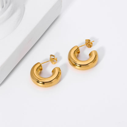 1 Pair Nordic Style French Style C Shape Plating Stainless Steel 18k Gold Plated Ear Studs