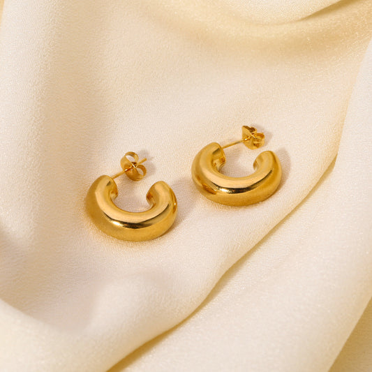 1 Pair Nordic Style French Style C Shape Plating Stainless Steel 18k Gold Plated Ear Studs