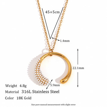 Basic Vintage Style Classic Style Solid Color Stainless Steel Plating 18k Gold Plated Pendant Necklace