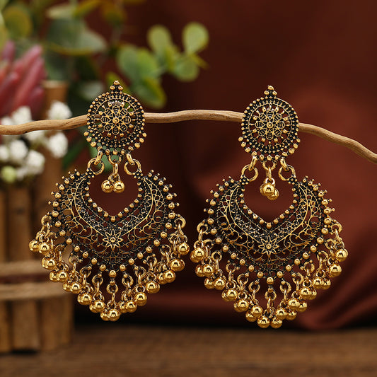 1 Pair Vintage Style Vacation Heart Shape Plating Hollow Out Alloy Drop Earrings