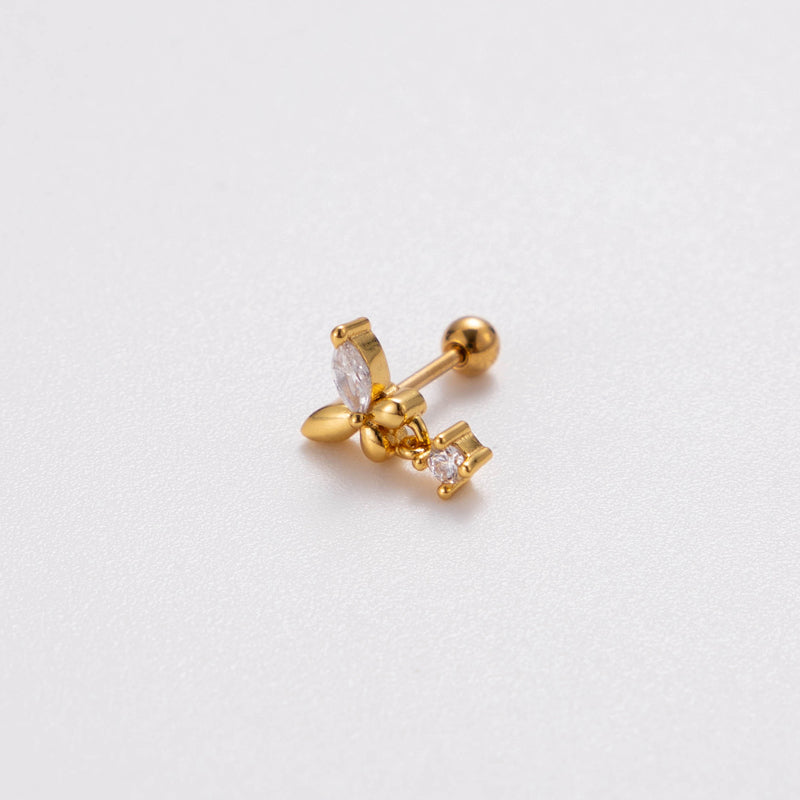 1 Piece Ig Style Korean Style Heart Shape Plating Inlay Stainless Steel Zircon 18k Gold Plated Ear Studs