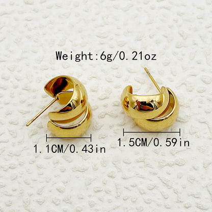 1 Pair Commute C Shape Plating Stainless Steel Gold Plated Earrings