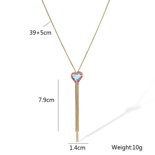 Basic Simple Style Classic Style Geometric Heart Shape Titanium Steel Plating Inlay Zircon 18k Gold Plated Pendant Necklace