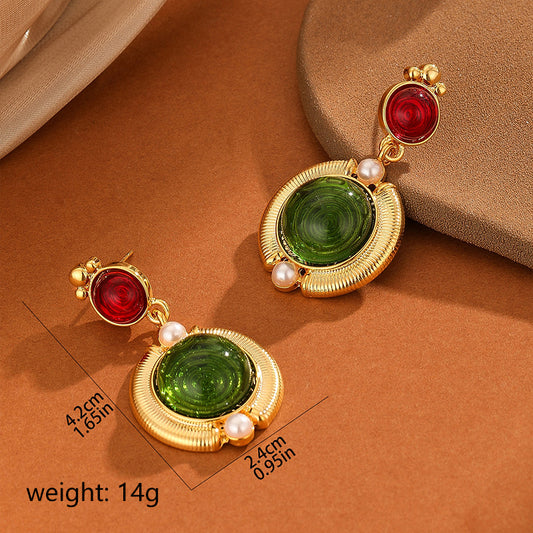 1 Pair Commute Round Plating Frill Inlay Copper Freshwater Pearl 14k Gold Plated Drop Earrings