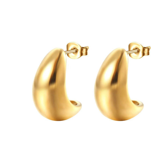 1 Pair Elegant Simple Style Semicircle Plating Stainless Steel 18k Gold Plated Ear Studs