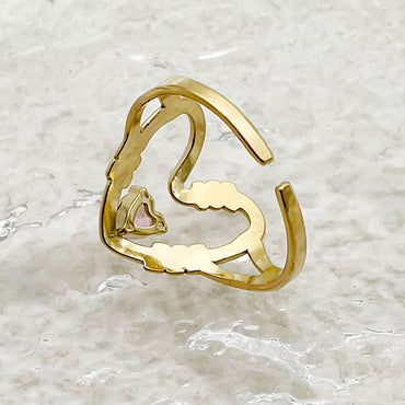 Simple Style Roman Style Heart Shape Stainless Steel Plating Inlay Zircon Gold Plated Open Rings