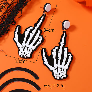 1 Pair Funny Hand Printing Arylic Alloy Drop Earrings