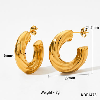 1 Pair Simple Style C Shape Plating Stainless Steel 14k Gold Plated White Gold Plated Gold Plated Ear Studs