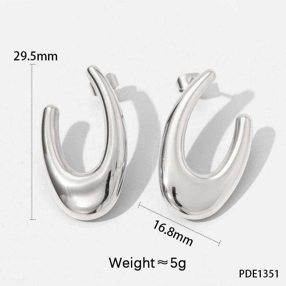 1 Pair Simple Style C Shape Plating Stainless Steel 14k Gold Plated White Gold Plated Gold Plated Ear Studs