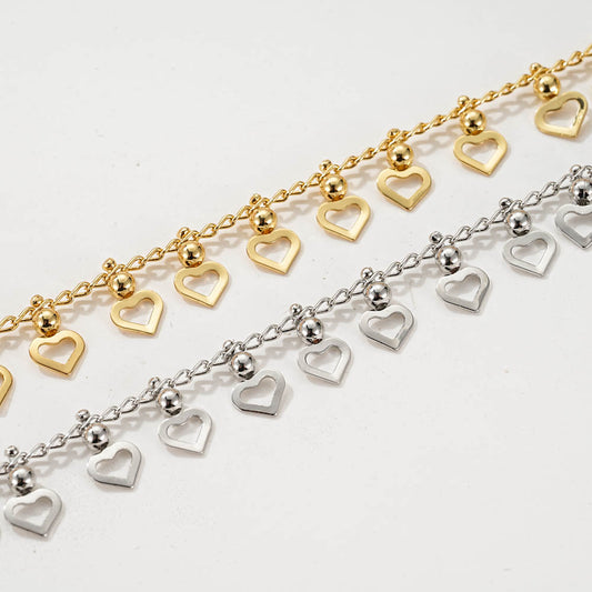 Cute Sweet Heart Shape Alloy Plating Hollow Out Women's Anklet