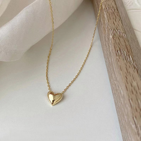 Lady Heart Shape Sterling Silver Plating 14k Gold Plated Necklace