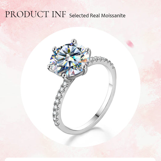 Wholesale Simple Style Solid Color Sterling Silver Plating Inlay Moissanite Rings