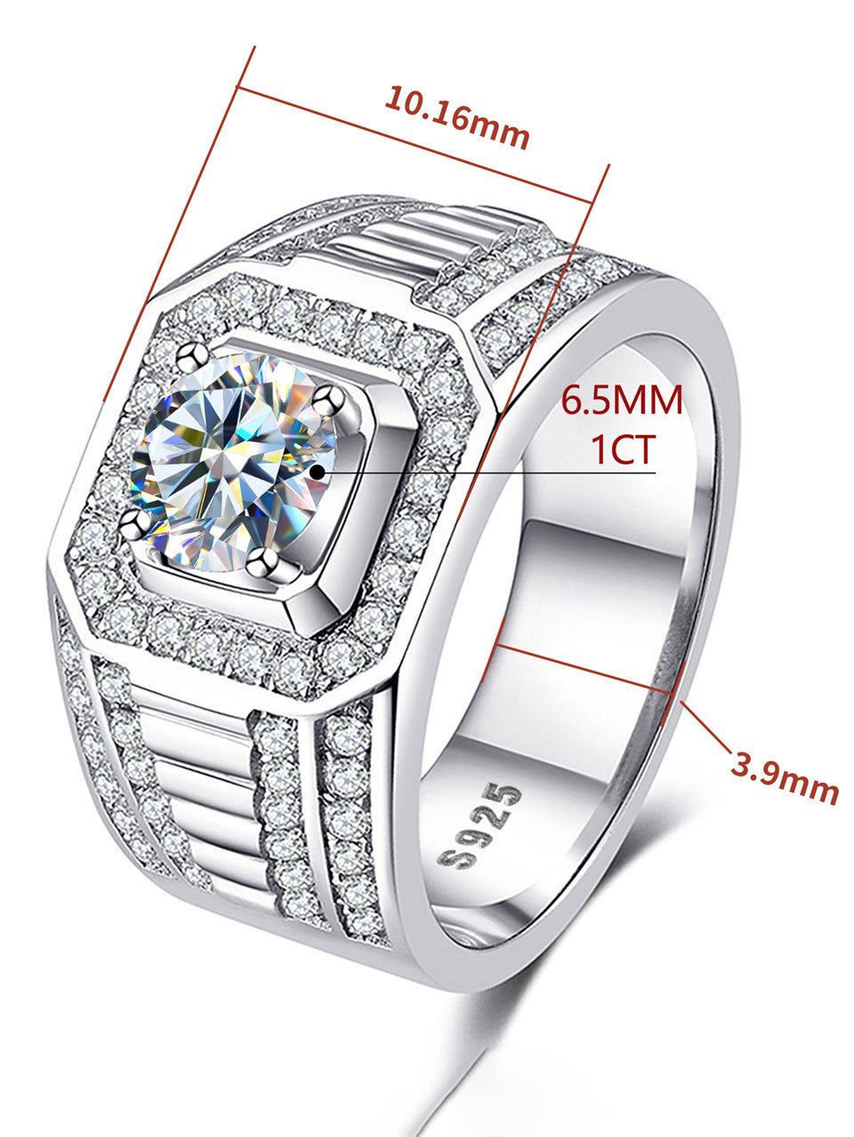 Wholesale Simple Style Solid Color Sterling Silver Plating Inlay Moissanite Rings