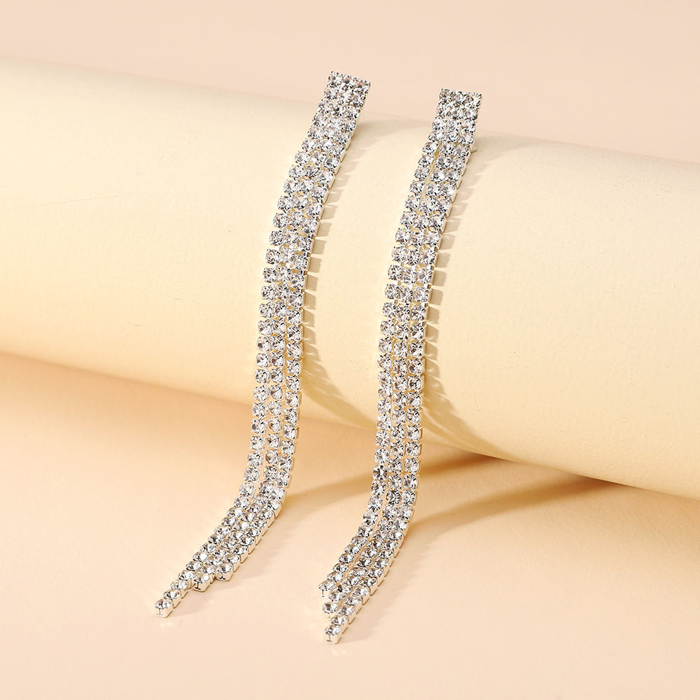 1 Pair Retro Lady Simple Style Geometric Rhinestone Metal Artificial Gemstones Women's Earrings
