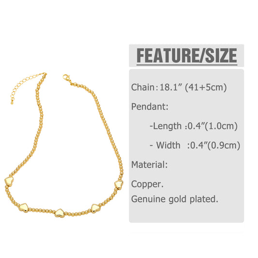 Hip-hop Pentagram Star Heart Shape Copper Plating 18k Gold Plated Necklace