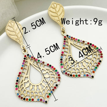 1 Pair Commute Color Block Plating Stainless Steel Gold Plated Drop Earrings