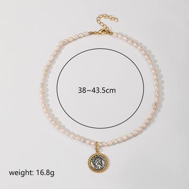 Vintage Style Simple Style Portrait Freshwater Pearl Plating 18k Gold Plated Women's Necklace