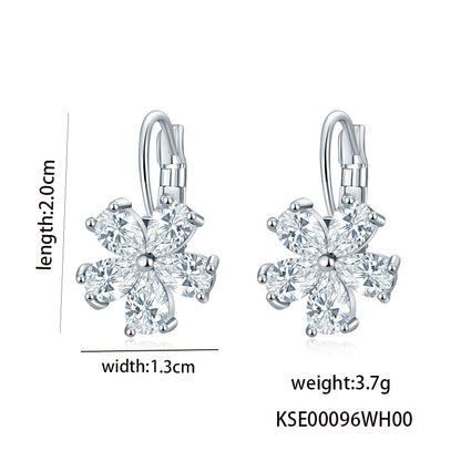 1 Pair Casual Flower Plating Inlay Copper Zircon White Gold Plated Drop Earrings