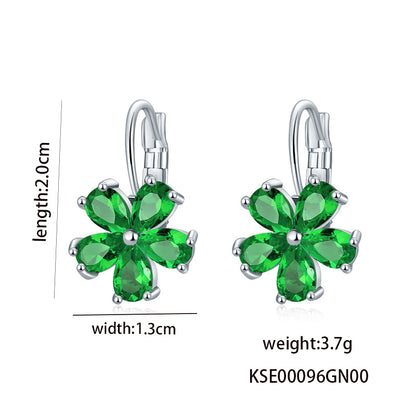 1 Pair Casual Flower Plating Inlay Copper Zircon White Gold Plated Drop Earrings
