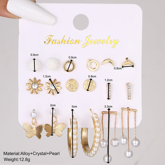 1 Set Simple Style Flower Plating Inlay Zinc Alloy Rhinestones Gold Plated Earrings