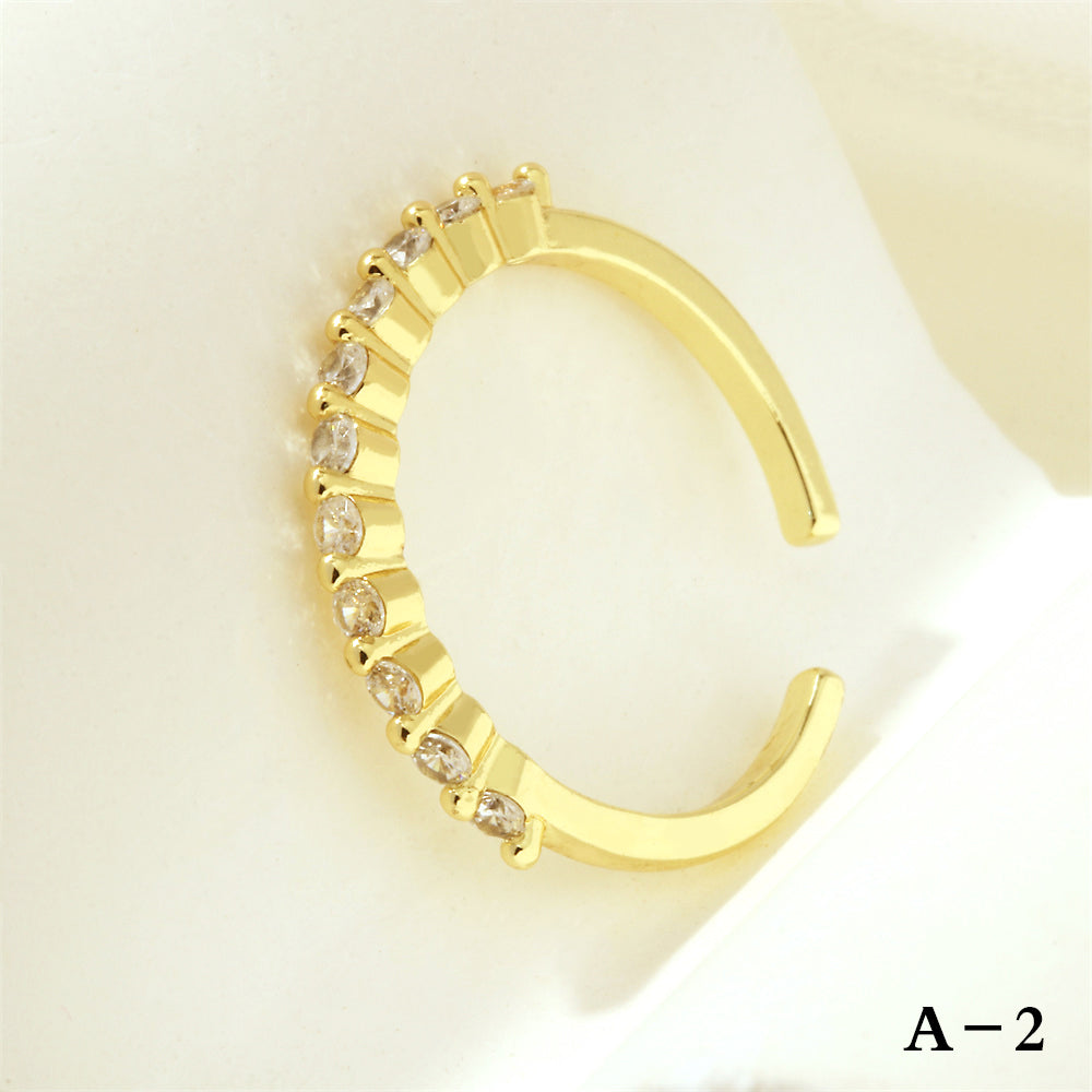Luxurious Letter Heart Shape Copper 18k Gold Plated Zircon Open Rings In Bulk