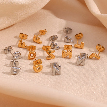 1 Pair Basic Classic Style Letter Plating Stainless Steel 18k Gold Plated Ear Studs