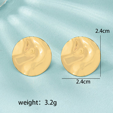1 Pair Streetwear Round Plating Alloy Metal Gold Plated Ear Studs