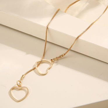 Ig Style Heart Shape Alloy Plating Hollow Out Women's Pendant Necklace