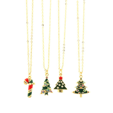 Ig Style Cartoon Style Santa Claus Snowflake Elk Copper 18k Gold Plated Zircon Pendant Necklace In Bulk