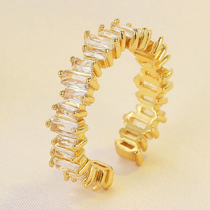 Simple Style Heart Shape Rectangle Alloy Inlay Zircon Women's Rings
